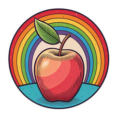 Vector illustration of a fresh red apple with a green leaf, perfect for healthy food and diet designs