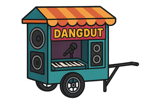 An illustration of a mobile dangdut music cart ready to entertain the community.