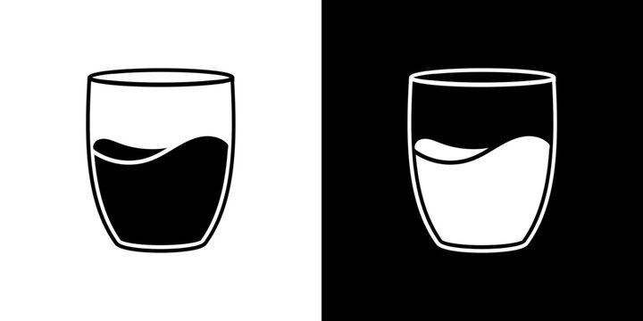 Half Glass icon Vector in flat style. Collection silhouettes