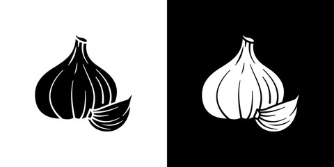 Garlic icon Vector in flat style. Collection silhouettes
