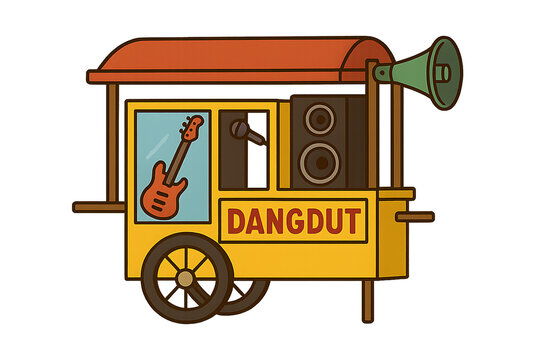 An illustration of a mobile dangdut music cart ready to entertain the community.
