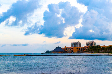 Obraz premium Tropical mexican beach clear turquoise water Playa del Carmen Mexico.