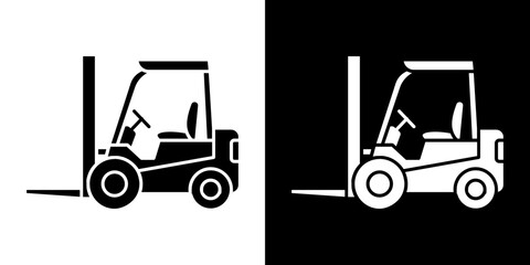 Forklift icon Vector in flat style. Collection silhouettes
