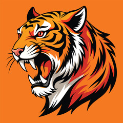 Fototapeta premium Angry Tiger Head Fierce Mascot Illustration
