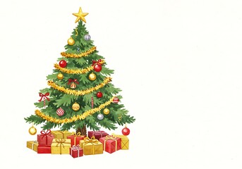 Christmas tree gifts holiday season celebration festive decoration ornament present star winter joy