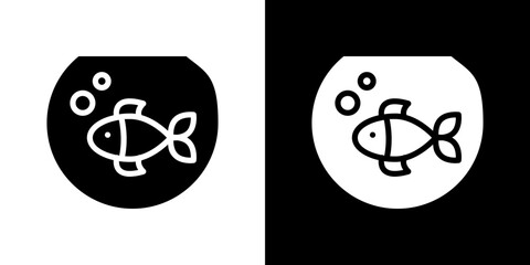 Fish bowl icon Vector in flat style. Collection silhouettes
