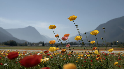 breathtaking view of ultrabright flower fields in british columbia showcasing stunning array of colors under clear