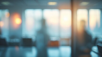 HAZY OFFICE SETTING, CORPORATE ROOM WITH LIGHT GLINTING ON THE WINDOW