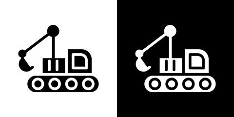 Excavator icon Vector in flat style. Collection silhouettes