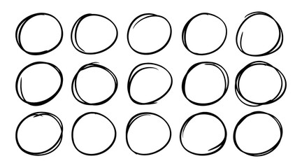 hand drawn circle frames line. Vector doodle marker drawing
