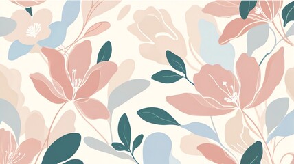 Pastel Floral Delight: A Soft and Elegant Botanical Illustration