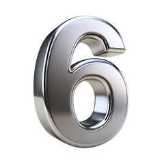 Metallic Number 6: 3D Render