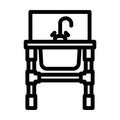 stainless steel sink line icon vector illustration