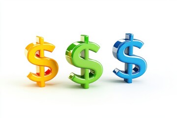 Obraz premium Dollar currency colorful symbols on white background