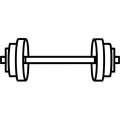 Barbell line art black icon on white background.