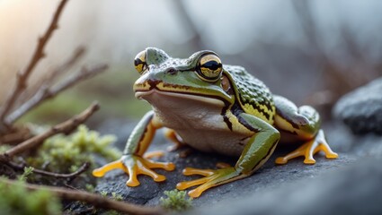 Obraz premium Wood Frog Species in Arctic Regions