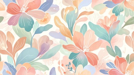 Pastel Floral Watercolor Seamless Pattern