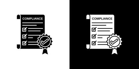 Compliance document icon Vector in flat style. Collection silhouettes