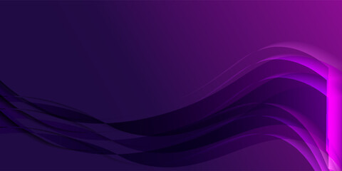 Abstract 3d gold curved ribbon on purple and dark blue background with lighting effect and sparkle with copy space for text. eps 10