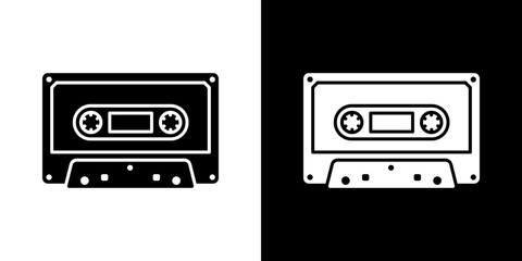 Cassette tape icon Vector in flat style. Collection silhouettes