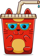 cat softdrink character vector illustration