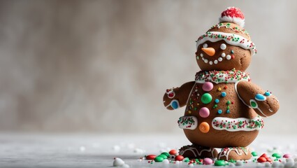 Obraz premium Holiday-inspired gingerbread snowman on its own