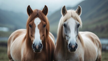 Icelandic horses showcasing themselves in a portrait.