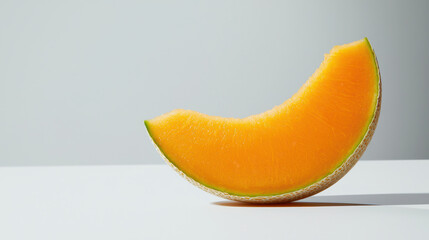 Fresh melon slice, vibrant orange color, healthy snack, juicy texture, summer fruit, natural sweetness