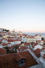Obraz premium panoramic view of skyline of Lisbon city, Portugal, many colorful houses in the Alfama district