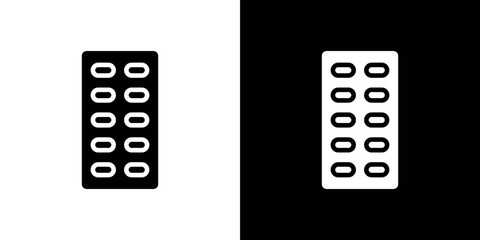 Blister drug pack icon Vector in flat style. Collection silhouettes