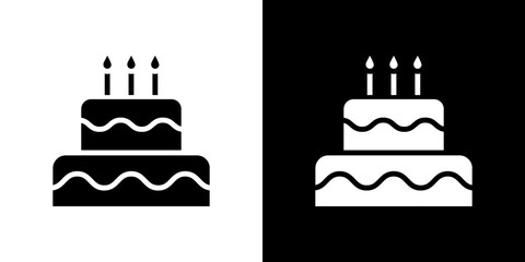 Birthday cake icon Vector in flat style. Collection silhouettes