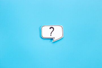 Question mark speech bubbles top view. FAQ concept
