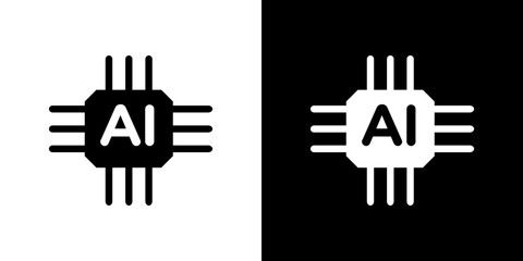 AI chip icon Vector in flat style. Collection silhouettes