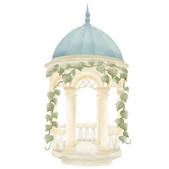 Hand Drawn Elegant Garden Wedding Gazebo Watercolor Clipart for Cottagecore Journaling, Scrapbooking, Wedding Cards, Invitations, Planners, and Crafting Projects