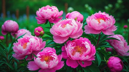 Pink peonies in the garden
