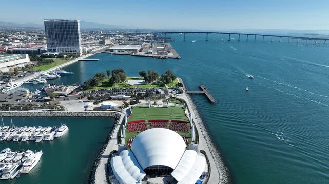 Jacobs Park In San Diego California United States. Turquoise Ocean Waves Gently Crashing On Tropical Beach. Town Clouds Sky Backgrounds Urban. Town Exterior Panorama. San Diego California.
