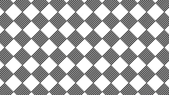 Turning striped squares black and white seamless pattern