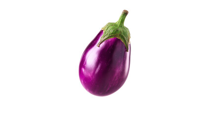 Fresh purple eggplant on a white isolated background, perfect for culinary arts and vegetable-themed designs.