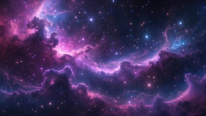 Naklejka premium Glowing stars and nebula in the enigmatic depths of space