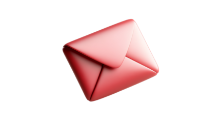 A stylish red envelope on a white isolated background, perfect for invitations or personal messages.