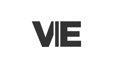 VIE logo design template with strong and modern bold text. Initial based vector logotype featuring simple and minimal typography. Trendy company identity.