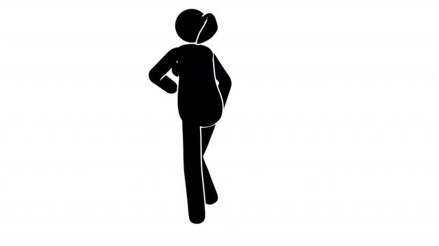 Pictogram woman dances joyfully. Icon woman dancing a twist. looped Animation with alpha channel