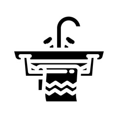 sink towel rack glyph icon vector illustration