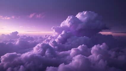 Beautiful aerial view of a vibrant purple cloudscape at sunset or sunrise with soft light