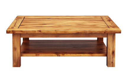 A rustic wooden coffee table with a spacious lower shelf, perfect for adding charm to any living space.