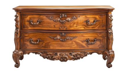Elegant wooden dresser with intricate carvings and luxurious finish, perfect for classic home decor.