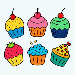 set of cupcakes with berries