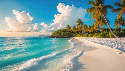 Lovely beach on the island in the water.