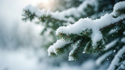 Winter's Snowfall on a Tree Limb