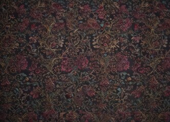 Intricate damask, jewel-toned vines & leaves, opulent textile , vintage, botanical, acanthus